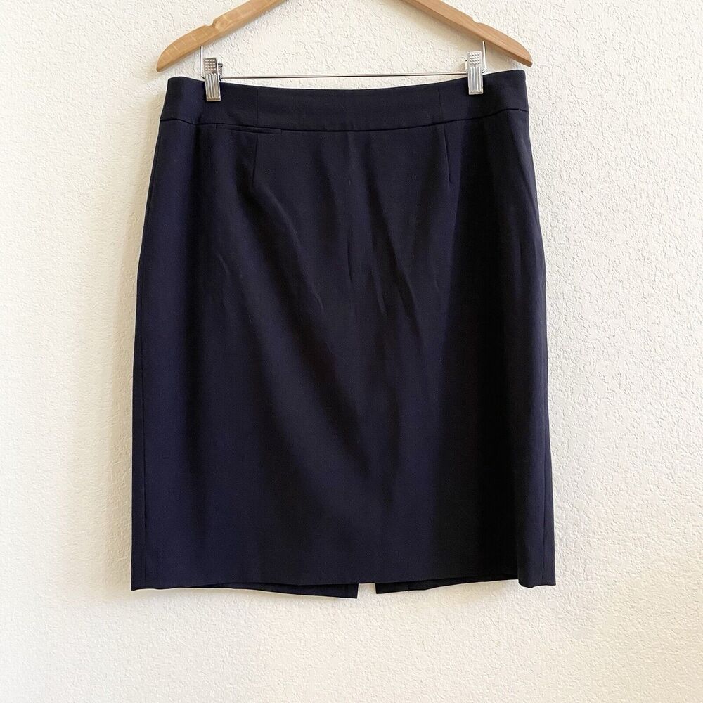 Calvin Klein Flat Front Pencil Skirt Womens 14 Black Career Office Formal Lined